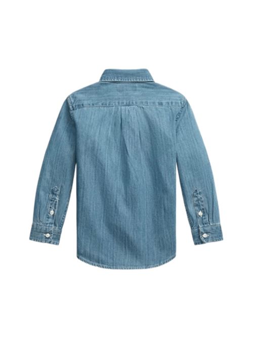 Camicia da bambino in denim di puro cotone, colore blu scuro. POLO RALPH LAUREN | 322713843001